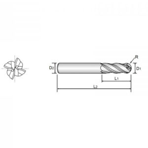 4FLUTE & 2 FLUTE BALL NOSE EXTRA LONG SERIES CUTTING UPTO 55HRC